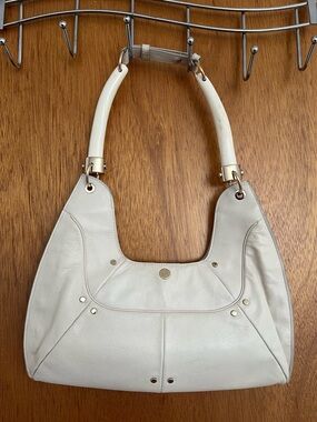 Yves Saint Laurent Mombasa Cream Leather Shoulder Bag with Ivory Handles